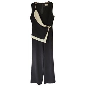 Mathieu Paris White Trim Black Jumpsuit 44